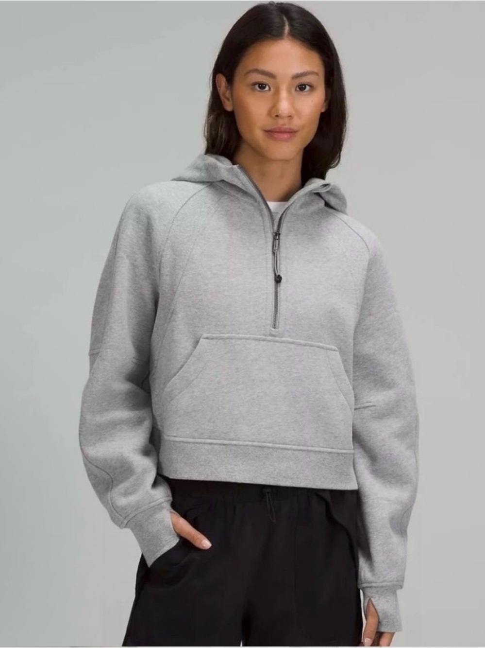 lululemon athletica half zip heather grey scuba size M/L